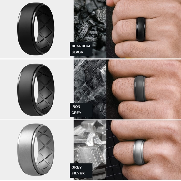 7Pk-Mens Multicolor Silicone Rings/Bands-Sz.13 - Picture 4 of 5